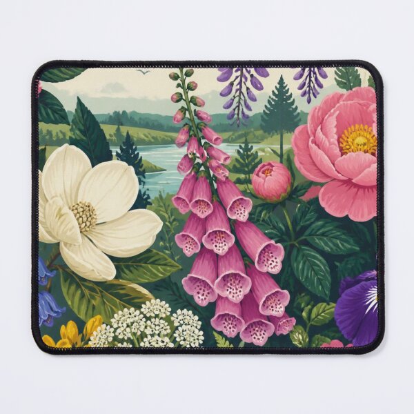 Item preview, Colourful Wildflower Botanical Garden Landscape Floral Nature Illustration designed and sold by ThatSurreyLife.