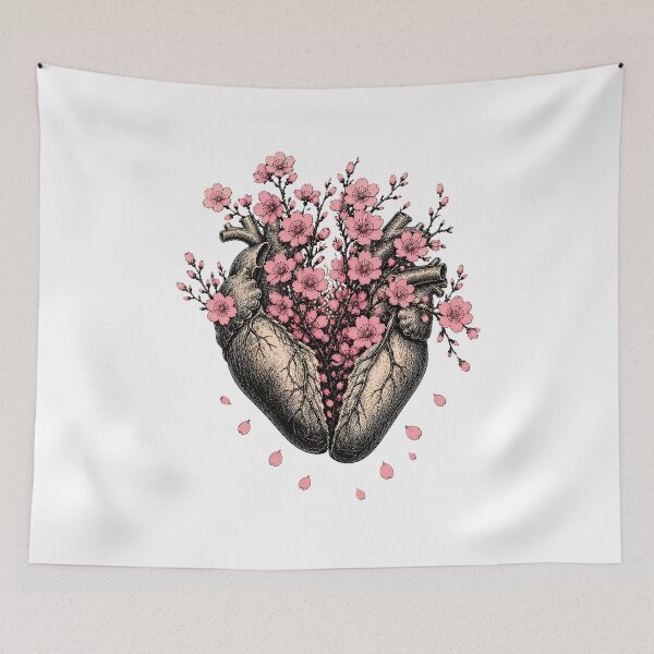 Item preview, Anatomical Heart Cherry Blossom Dark Academia Botanical designed and sold by chattsuede.