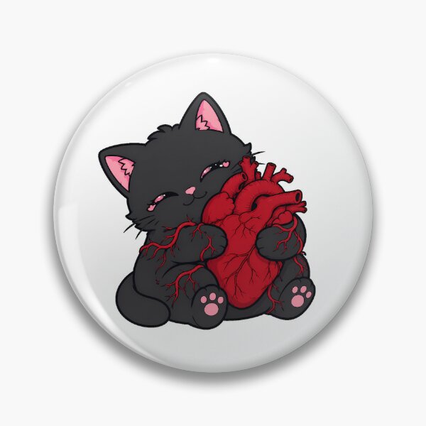 Item preview, Black Cat Anatomical Heart Pastel Goth Valentine designed and sold by chattsuede.