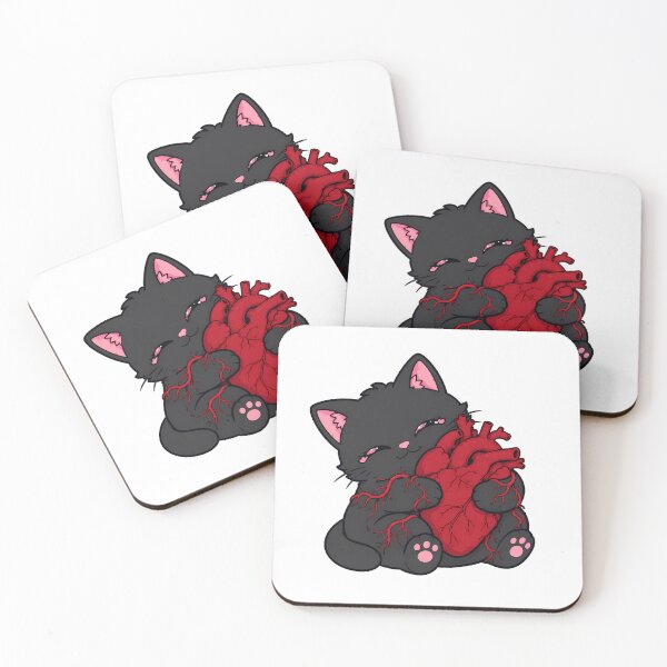 Item preview, Black Cat Anatomical Heart Pastel Goth Valentine designed and sold by chattsuede.