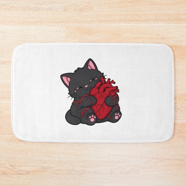 Item preview, Black Cat Anatomical Heart Pastel Goth Valentine designed and sold by chattsuede.