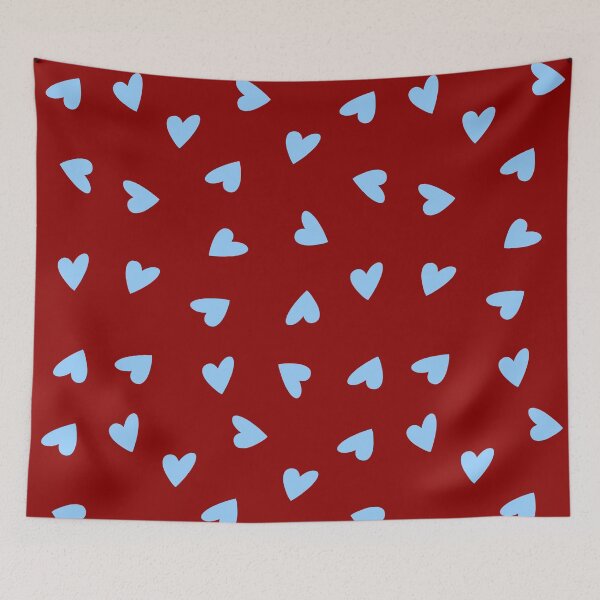 Item preview, Light Blue Hearts Pattern on Dark Red designed and sold by OneThreeSix.