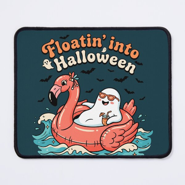 Item preview, "Floatin' Into Halloween" Ghost Flamingo Floatie − Cute Spooky Beach Design designed and sold by Sea Gem.