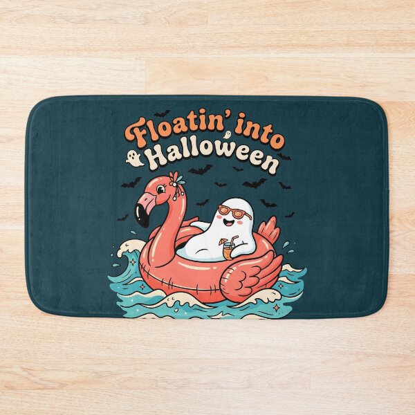 Item preview, "Floatin' Into Halloween" Ghost Flamingo Floatie − Cute Spooky Beach Design designed and sold by Sea Gem.