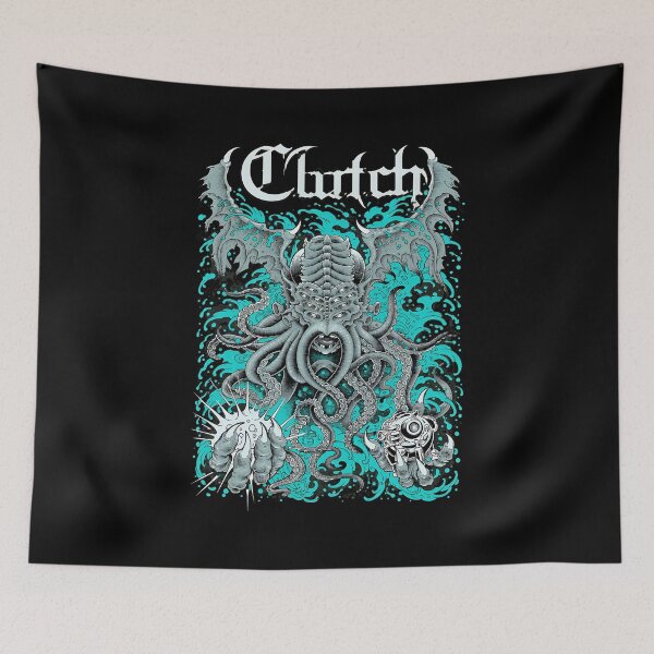 Item preview, Clutch Cthulhu Tentacle Monster Teal Waves -5 designed and sold by NiamhSmithCute.