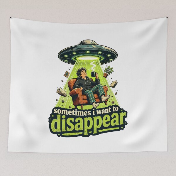 Item preview, Sometimes I Want to Disappear - Funny Introvert Alien Abduction designed and sold by HeeShirt.
