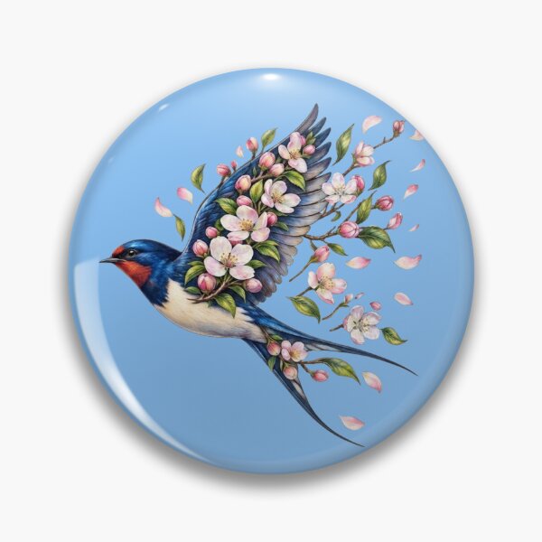 Item preview, Elegant Barn Swallow in Cherry Blossom Wreath - Spring Nature Art designed and sold by Evelashop.