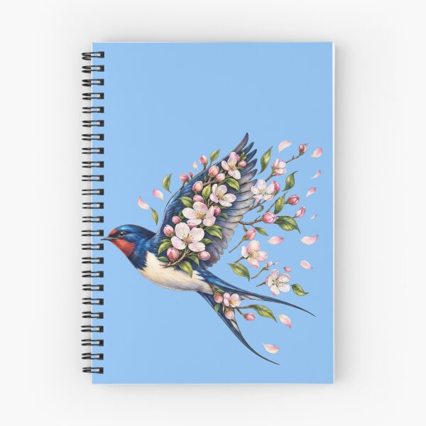 Item preview, Elegant Barn Swallow in Cherry Blossom Wreath - Spring Nature Art designed and sold by Evelashop.