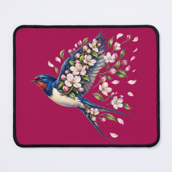 Item preview, Elegant Barn Swallow in Cherry Blossom Wreath - Spring Nature Art designed and sold by Evelashop.