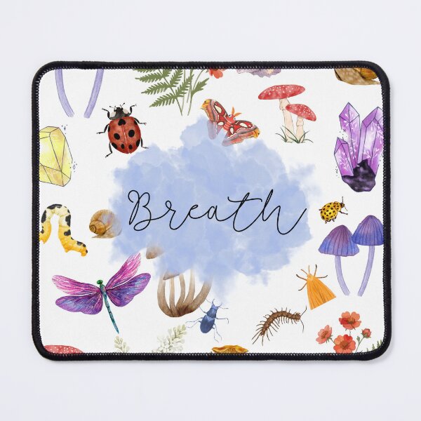 Item preview, Breathe - Watercolor Nature Mushroom Crystal Mindfulness Cottagecore Insects Wreath designed and sold by Neurospicy Trolls.
