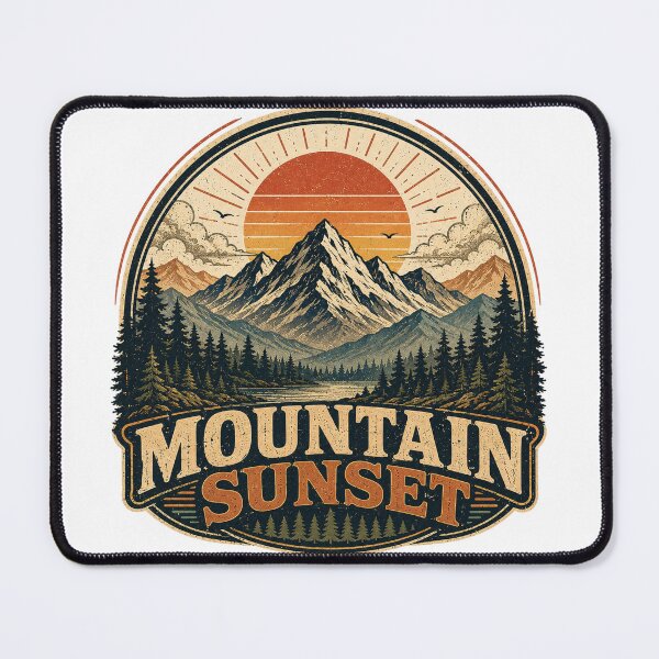 Item preview, Mountain Sunset Vintage Outdoor Adventure Nature Design designed and sold by RobertArt08.