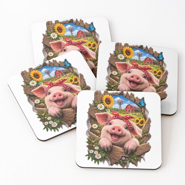 Item preview, 3D Cute Pig Farmhouse Country Escape designed and sold by AI-Only Creations.