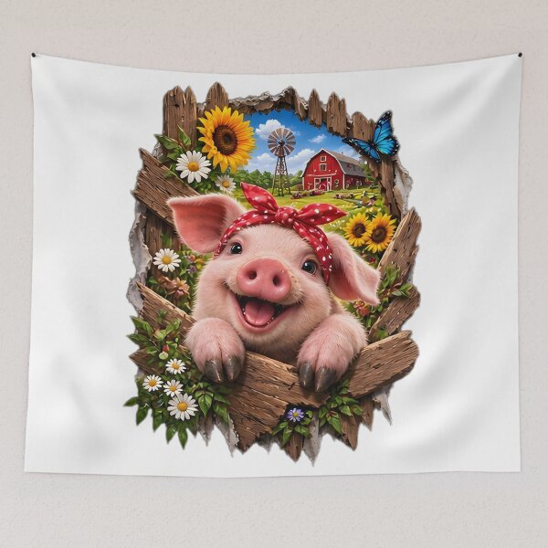 Item preview, 3D Cute Pig Farmhouse Country Escape designed and sold by AI-Only Creations.
