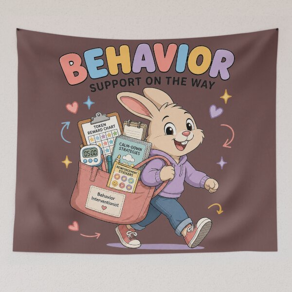 Item preview, Behavior Support Bunny Retro Design designed and sold by MOCH- ART.