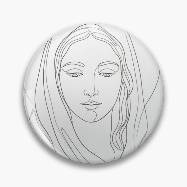 Item preview, Minimalist Virgin Mary Face Drawing, One Line, White Background designed and sold by MantoSagrado.