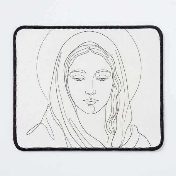 Item preview, Minimalist Virgin Mary Face Drawing, One Line, White Background designed and sold by MantoSagrado.