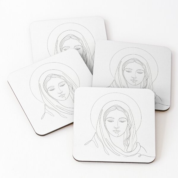 Item preview, Minimalist Virgin Mary Face Drawing, One Line, White Background designed and sold by MantoSagrado.