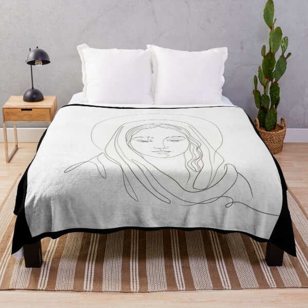 Item preview, Minimalist Virgin Mary Face Drawing, One Line, White Background designed and sold by MantoSagrado.