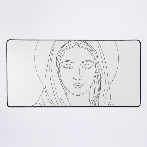 Item preview, Minimalist Virgin Mary Face Drawing, One Line, White Background designed and sold by MantoSagrado.