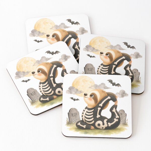 Item preview, Halloween Yoga Sloth in King Pigeon Pose – Cute Skeleton Costume designed and sold by YogiAnimalArt.