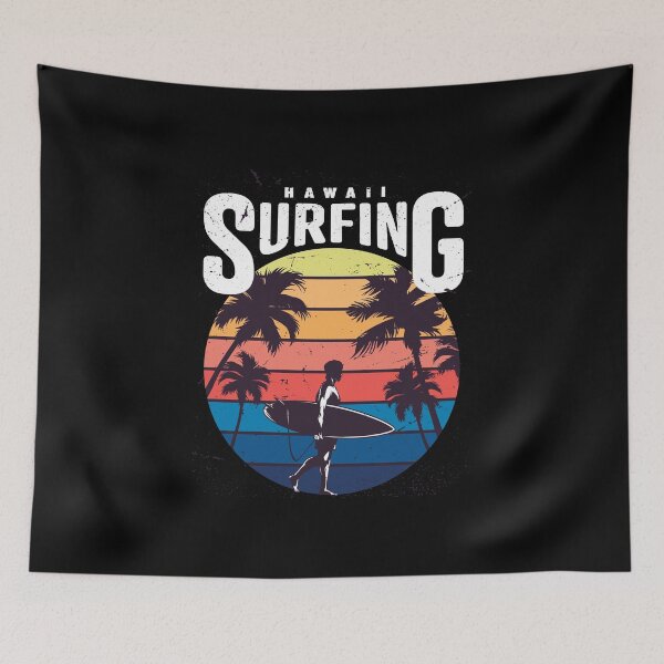Item preview, Vintage Hawaii Surfing - Retro Retro Sunset & Tropical Beach Wave Design designed and sold by DesignsCornerCo.