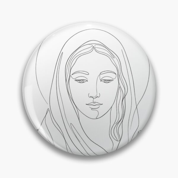 Item preview, Minimalist One-Line Drawing of the Virgin Mary's Face designed and sold by MantoSagrado.