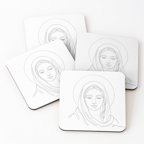 Item preview, Minimalist One-Line Drawing of the Virgin Mary's Face designed and sold by MantoSagrado.