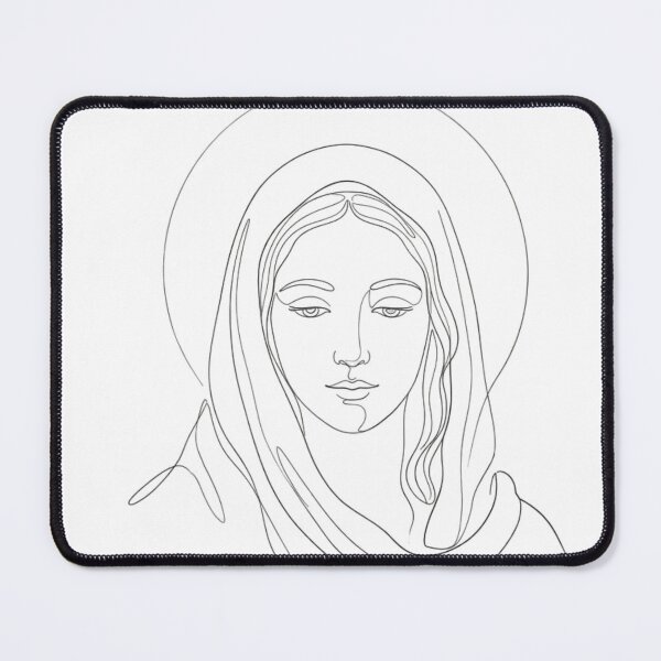 Item preview, Minimalist One-Line Drawing of the Virgin Mary's Face designed and sold by MantoSagrado.