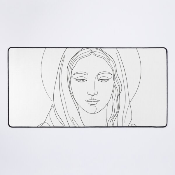 Item preview, Minimalist One-Line Drawing of the Virgin Mary's Face designed and sold by MantoSagrado.
