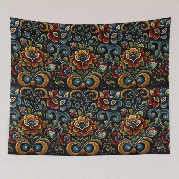 Artikelvorschau, Norwegisches Rosemaling-Öl auf, norwegisches blaues Telemark-Rosemaling entworfen und verkauft von Owneysweet.