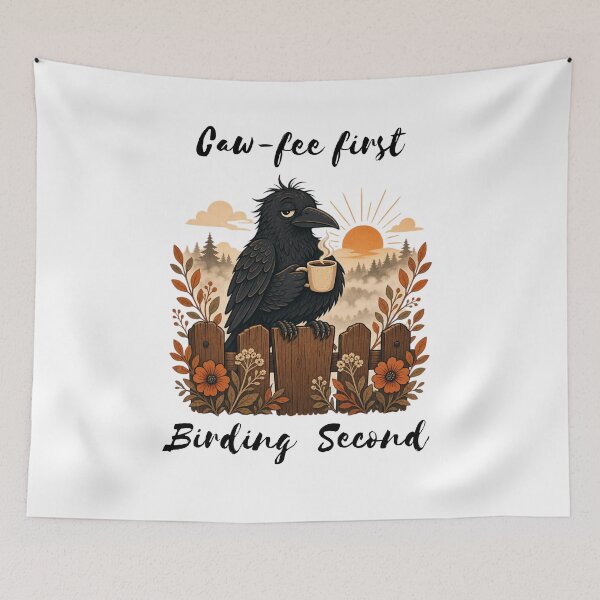 Item preview, Caw-fee First Birding Second | Funny Crow Birdwatcher Gift | Birdwatching Pun Coffee and Birds Fans designed and sold by Neurospicy Trolls.
