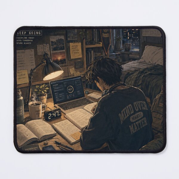 Item preview, 2:47 AM Still Studying - Late Night Grind Anime Lofi Aesthetic Poster designed and sold by wilnickvisuals.