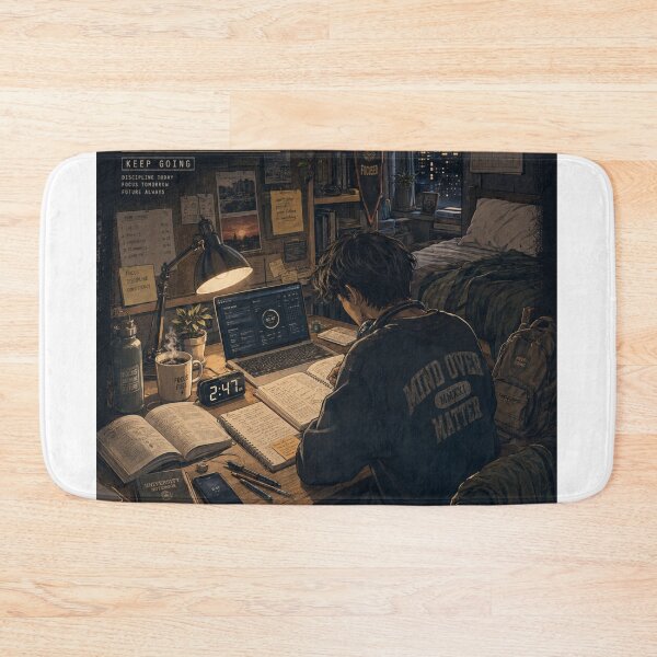 Item preview, 2:47 AM Still Studying - Late Night Grind Anime Lofi Aesthetic Poster designed and sold by wilnickvisuals.