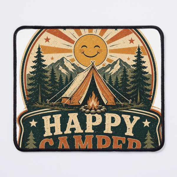 Item preview, Happy Camper Vintage Camping Mountain Adventure Nature Design designed and sold by RobertArt08.