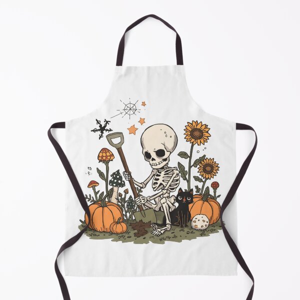 Item preview, Cute Skeleton Gardening in Pumpkin Patch - Spooky Autumn Cottagecore designed and sold by ColorClouds.