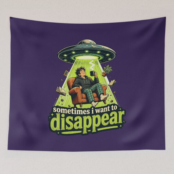 Item preview, Sometimes I Want to Disappear - Funny Introvert Alien Abduction designed and sold by HeeShirt.