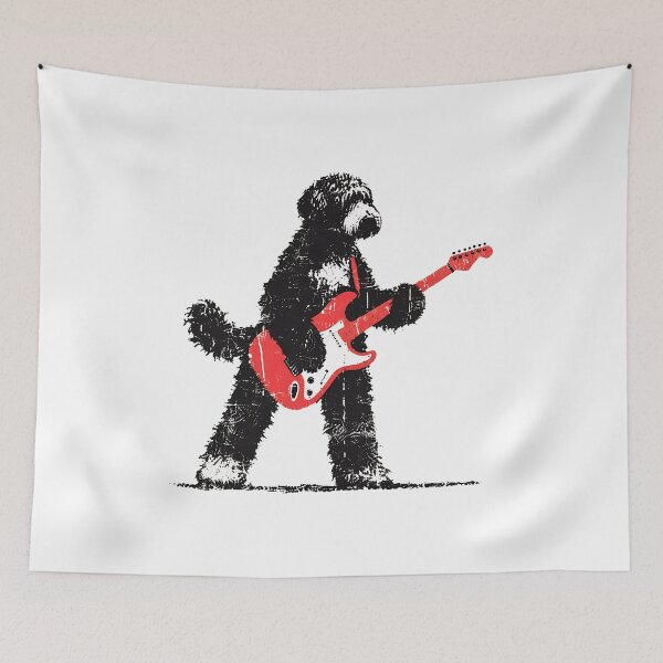 Item preview, Funny Bernedoodle Playing Guitar Design for Dog Lovers designed and sold by Catsi-Nook-Art.
