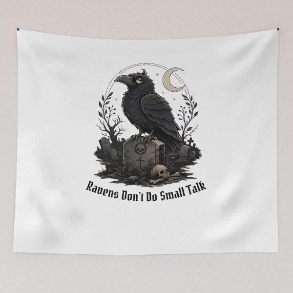 Item preview, Ravens Don't Do Small Talk Funny Goth Bird Graveyard Shirt Birdwatching Pun Twitcher designed and sold by Neurospicy Trolls.