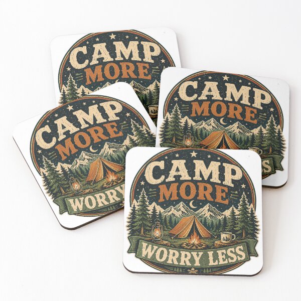 Item preview, Camp More Worry Less Vintage Camping Mountain Adventure Design designed and sold by RobertArt08.