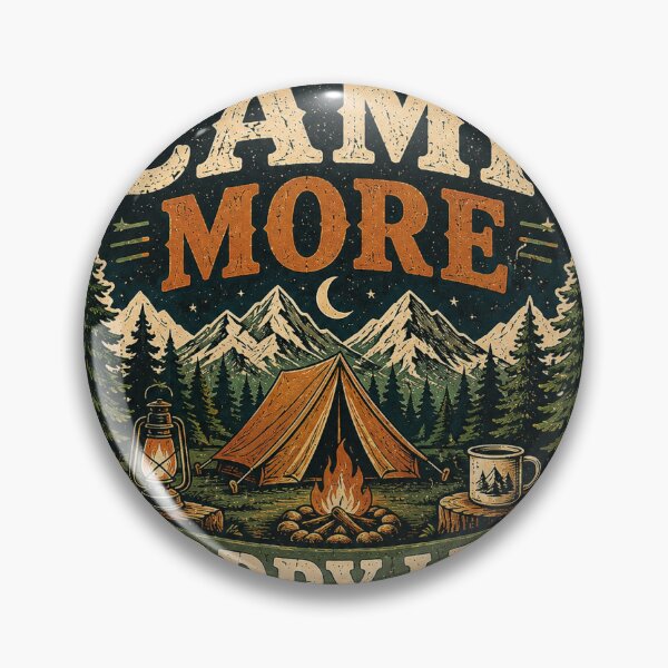 Item preview, Camp More Worry Less Vintage Camping Mountain Adventure Design designed and sold by RobertArt08.