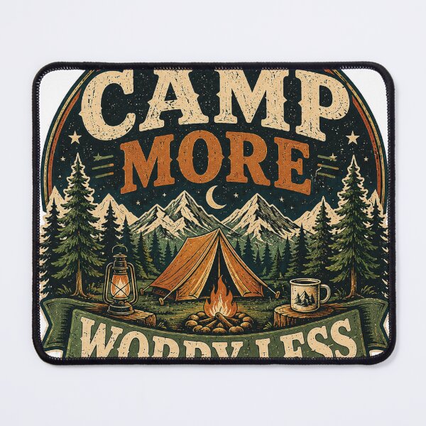 Item preview, Camp More Worry Less Vintage Camping Mountain Adventure Design designed and sold by RobertArt08.
