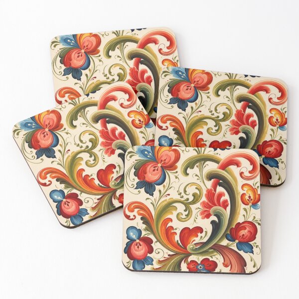 Item preview, Norwegian Blue Telemark Rosemaling ,Rosemaling Blue and Red  designed and sold by Owneysweet.