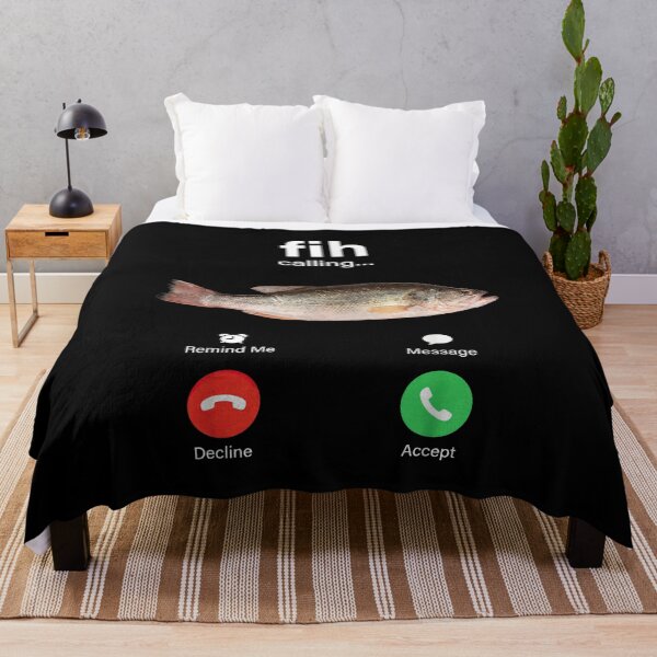 Item preview, Fih Calling Decline Accept Funny Fish Phone Call Meme Fishing T-Shirt designed and sold by Banyvim.