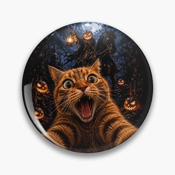 Item preview, Funny Halloween Selfie Cat Horseman Pumpkins Moon Night designed and sold by will freed18.
