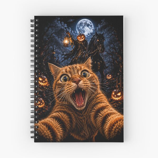 Item preview, Funny Halloween Selfie Cat Horseman Pumpkins Moon Night designed and sold by will freed18.