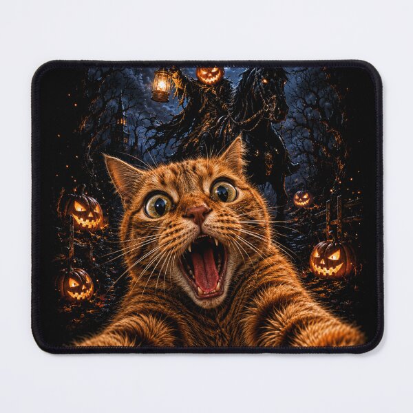 Item preview, Funny Halloween Selfie Cat Horseman Pumpkins Moon Night designed and sold by will freed18.