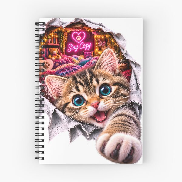 Item preview, 3D Cozy Kitten Bursting Through Portal designed and sold by AI-Only Creations.