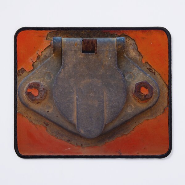 Item preview, Rusty Metal Latch On Orange Painted Trailer Door With Peeling Paint And Weathered Texture designed and sold by Nmallia.