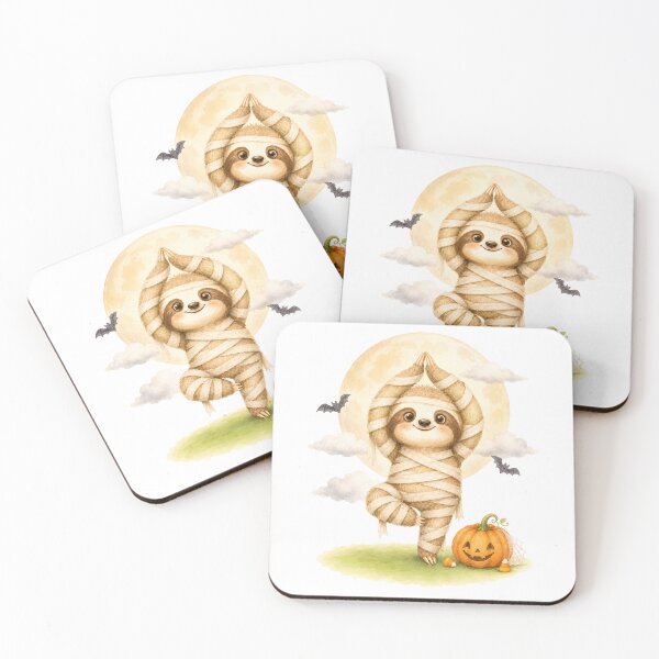 Item preview, Halloween Tree Pose Mummy Sloth designed and sold by YogiAnimalArt.