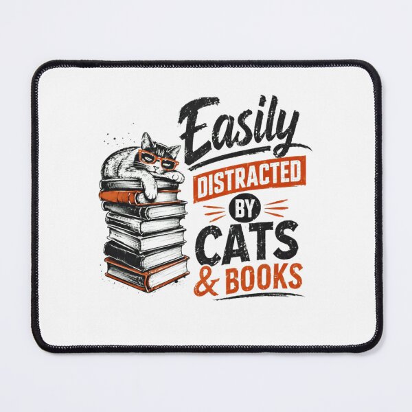 Item preview, Easily Distracted By Cats & Books Cat Lover Bookworm Reader Feline Literature designed and sold by RetroMini2026.